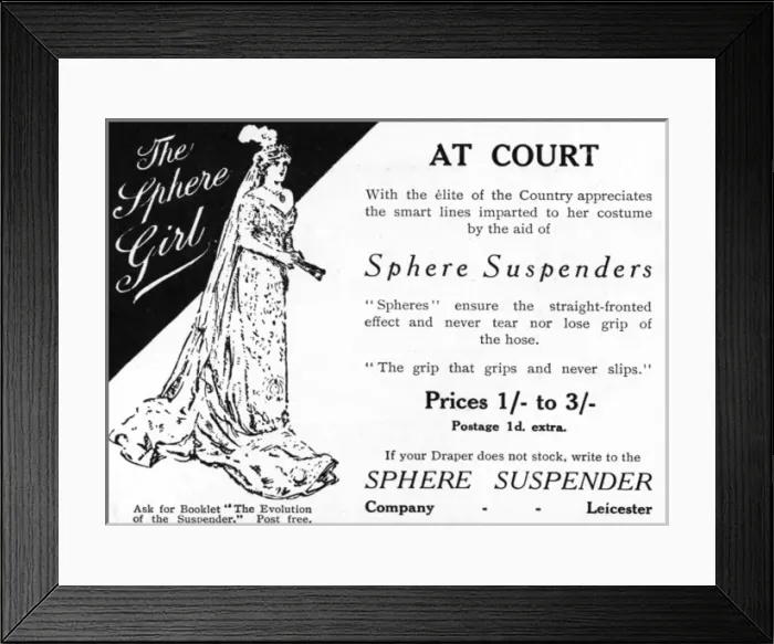 Framed Print : Sphere suspenders advertisement