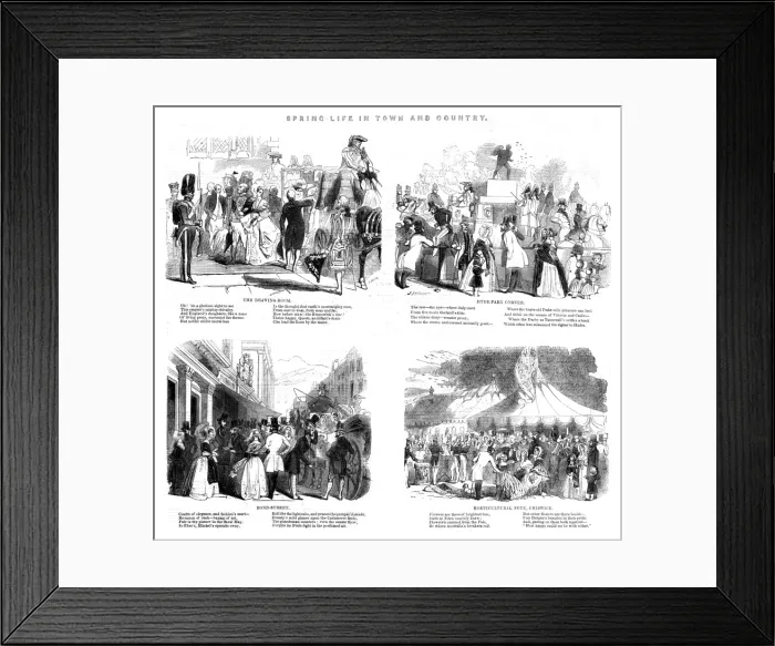 Framed Print : Spring Life in Town and Country, the London Season 1840s Framed Print : Spring Life in Town and Country, the London Season 1840s