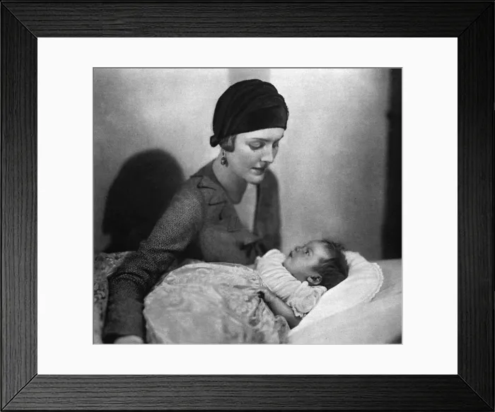 Framed Print : Mrs Bryan Guinness with baby Jonathan Framed Print : Mrs Bryan Guinness with baby Jonathan