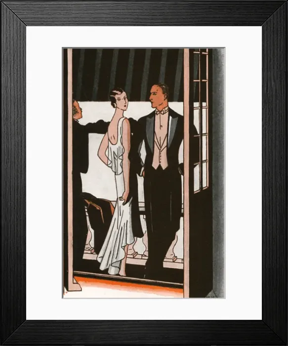Framed Print : A breath of air on the balcony at a London ball Framed Print : A breath of air on the balcony at a London ball