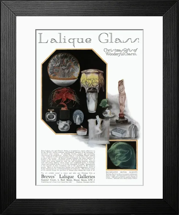Framed Print : Advert for Rene Lalique Glass 1928