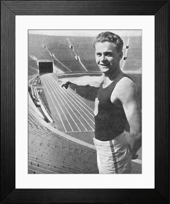 Framed Print : Frank Wykoff at the 1932 Los Angeles Olympic stadium Framed Print : Frank Wykoff at the 1932 Los Angeles Olympic stadium