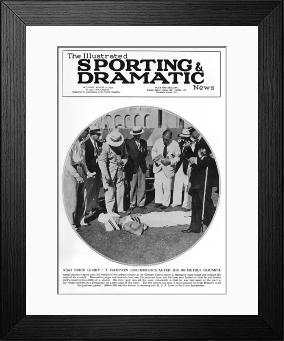 Framed Print : Tommy Hampson collapsed after 800m win, 1932 Olympics Framed Print : Tommy Hampson collapsed after 800m win, 1932 Olympics