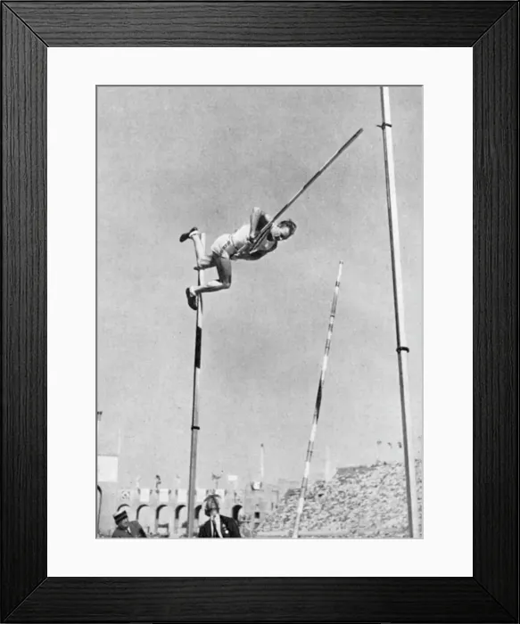 Framed Print : G Jefferson fails at pole vault, 1932 Olympics Framed Print : G Jefferson fails at pole vault, 1932 Olympics