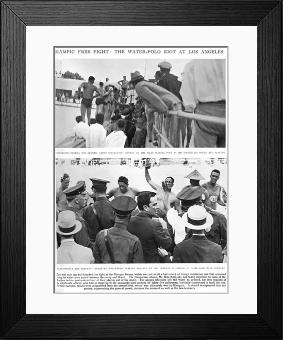 Framed Print : Water Polo riot at 1932 Los Angeles Olympics Framed Print : Water Polo riot at 1932 Los Angeles Olympics