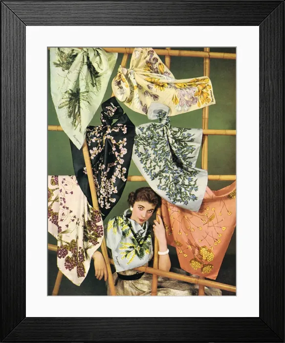 Framed Print : Jacqmar silk scarves, 1955 Framed Print : Jacqmar silk scarves, 1955