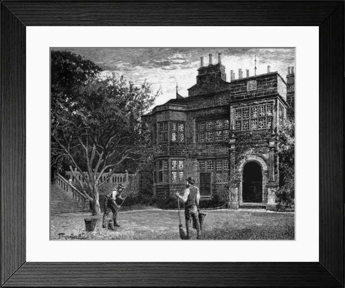 Framed Print : Two gardeners sweeping leaves, 1889 Framed Print : Two gardeners sweeping leaves, 1889