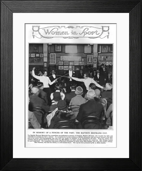 Framed Print : The Baptiste Bertrand Cup - ladies fencing, 1928 Framed Print : The Baptiste Bertrand Cup - ladies fencing, 1928