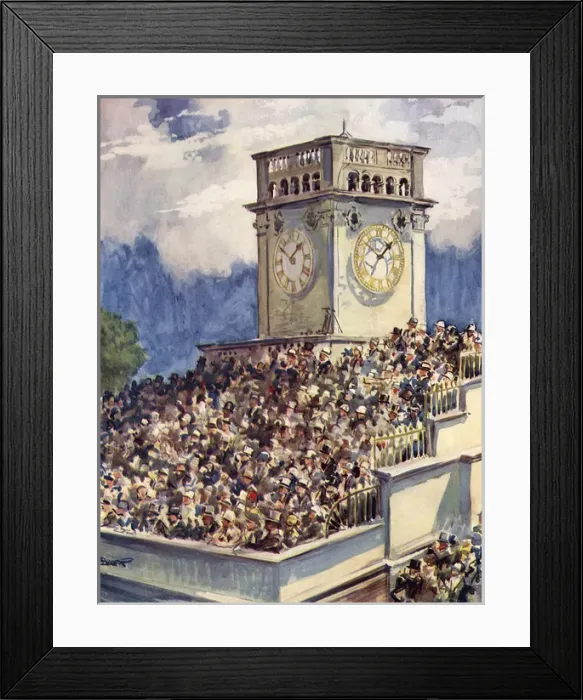 Framed Print : The crowd under the clock at Ascot Framed Print : The crowd under the clock at Ascot