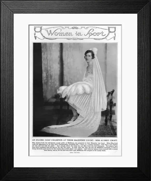 Framed Print : Miss Audrey Croft in her court presentation gown Framed Print : Miss Audrey Croft in her court presentation gown