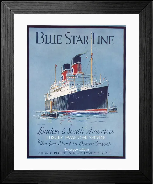 Framed Print : Blue Star Line advertisement Framed Print : Blue Star Line advertisement