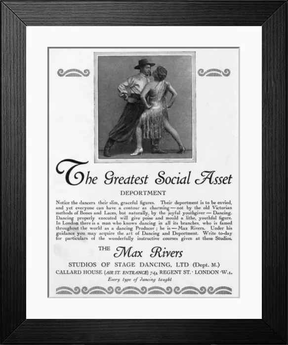 Framed Print : Max Rivers Studios of Stage Dancing advertisement Framed Print : Max Rivers Studios of Stage Dancing advertisement