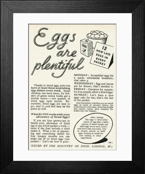 Framed Print : Advert for the Ministry of Food 1944 Framed Print : Advert for the Ministry of Food 1944