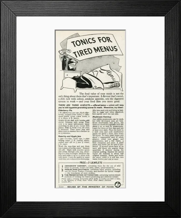 Framed Print : Advert for the Ministry of Food 1944 Framed Print : Advert for the Ministry of Food 1944