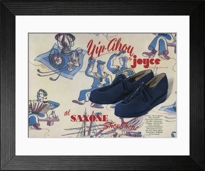 Framed Print : Advert for Yip-Ahoy by Joyce California shoes 1944 Framed Print : Advert for Yip-Ahoy by Joyce California shoes 1944