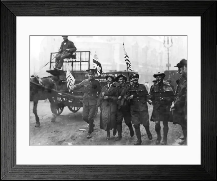 Framed Print : Armistice Day soldiers with flags Framed Print : Armistice Day soldiers with flags