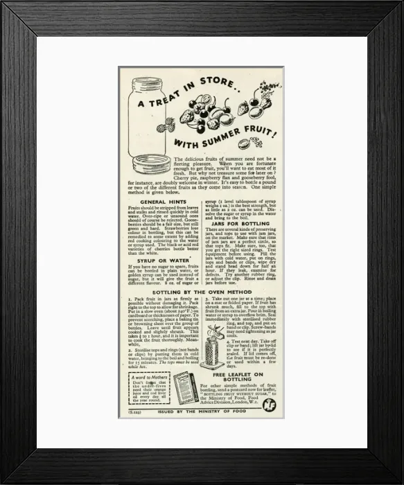 Framed Print : Advert for The Ministry of Food 1945