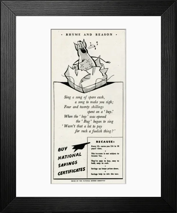 Framed Print : Advert from the National Savings Committee 1945