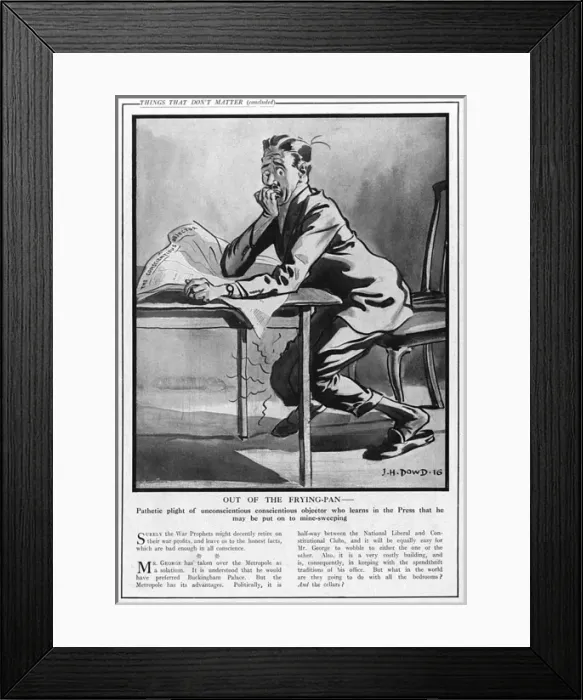 Framed Print : Conscientious objector cartoon, WWI Framed Print : Conscientious objector cartoon, WWI