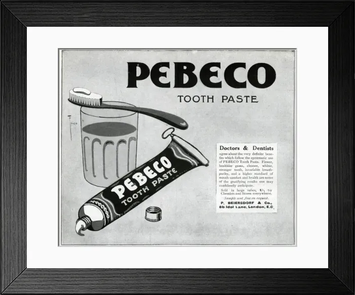 Framed Print : Advertisement for Pebeco toothpaste Framed Print : Advertisement for Pebeco toothpaste