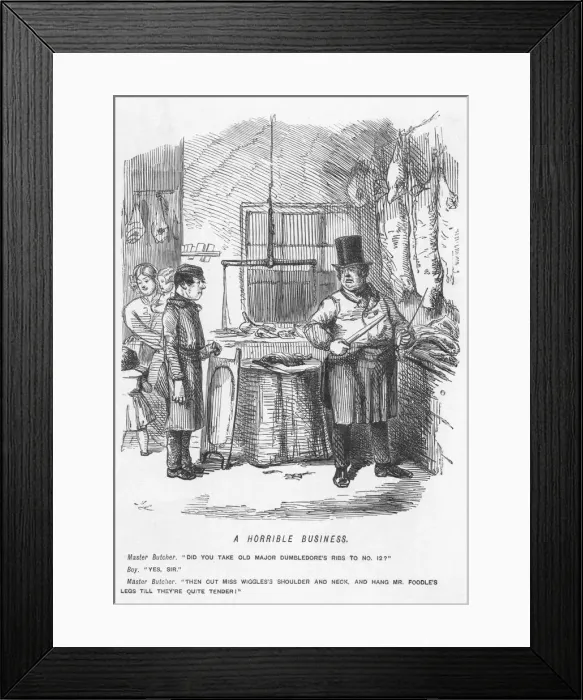 Framed Print : A horrible business - Butchers shop, 1851 Framed Print : A horrible business - Butchers shop, 1851