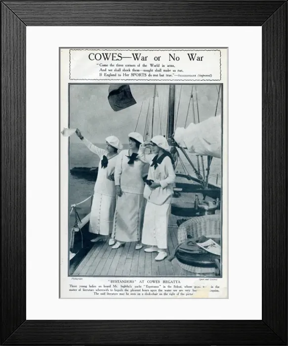 Framed Print : Three young women on a yacht at Cowes, Isle of Wight Framed Print : Three young women on a yacht at Cowes, Isle of Wight