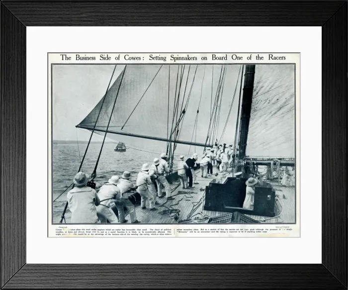 Framed Print : Setting spinnakers on board a yacht at Cowes, IOW Framed Print : Setting spinnakers on board a yacht at Cowes, IOW