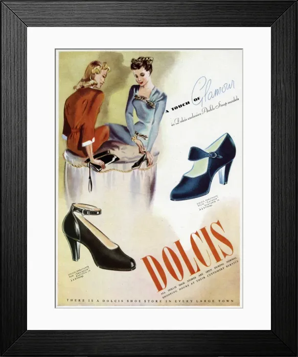 Framed Print : Advert for Dolcis shoes 1946