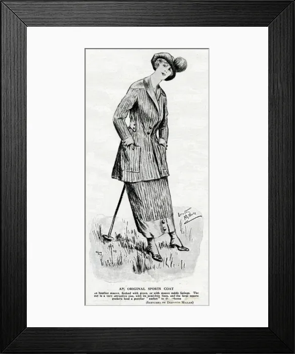 Framed Print : Woman in elegant sports coat and skirt Framed Print : Woman in elegant sports coat and skirt