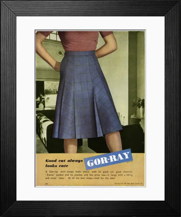 Framed Print : Advert for Gor-ray Koneray pocket skirts 1946