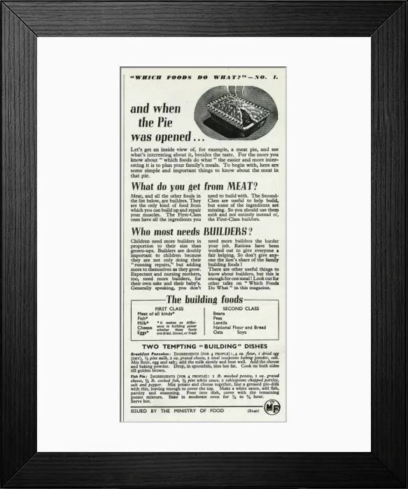 Framed Print : Advert for the Ministry of Food 1946
