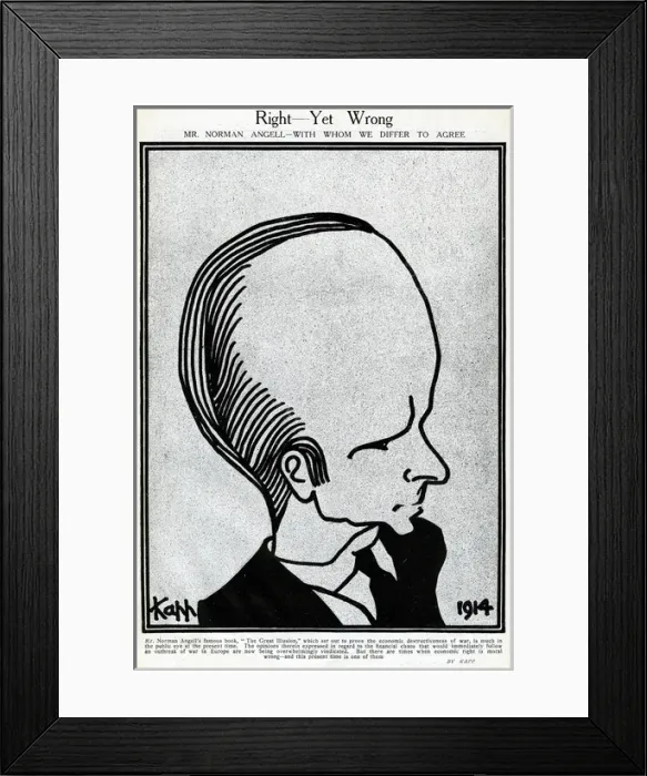 Framed Print : Caricature of Norman Angell, writer and politician