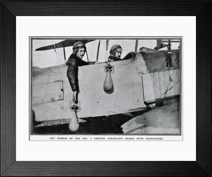 Framed Print : French aeroplane with hand bombs, WW1 Framed Print : French aeroplane with hand bombs, WW1