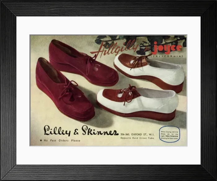 Framed Print : Advert for Hillgilly by Joyce California shoes 1946 Framed Print : Advert for Hillgilly by Joyce California shoes 1946