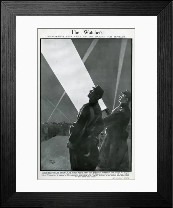 Framed Print : Searchlights near Nancy, France, WW1