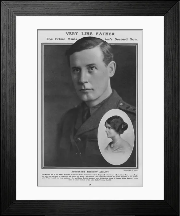 Framed Print : Herbert and Cynthia Asquith during World War One Framed Print : Herbert and Cynthia Asquith during World War One