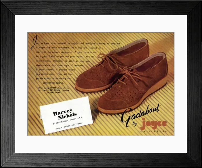 Framed Print : Advert for Gadabout by Joyce California shoes 1946 Framed Print : Advert for Gadabout by Joyce California shoes 1946
