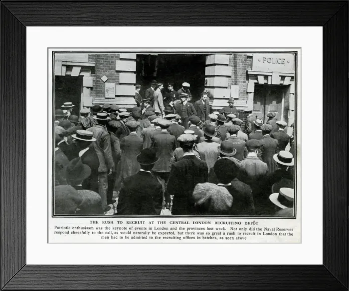 Framed Print : Rush to recruit, Central London Recruiting Depot, WW1 Framed Print : Rush to recruit, Central London Recruiting Depot, WW1