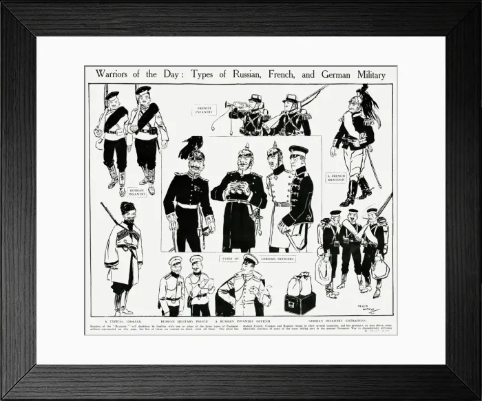 Framed Print : Russian, French and German military, WW1 Framed Print : Russian, French and German military, WW1