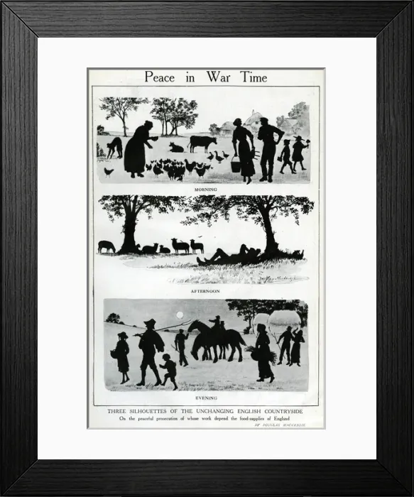 Framed Print : Peace in wartime, rural silhouettes, WW1