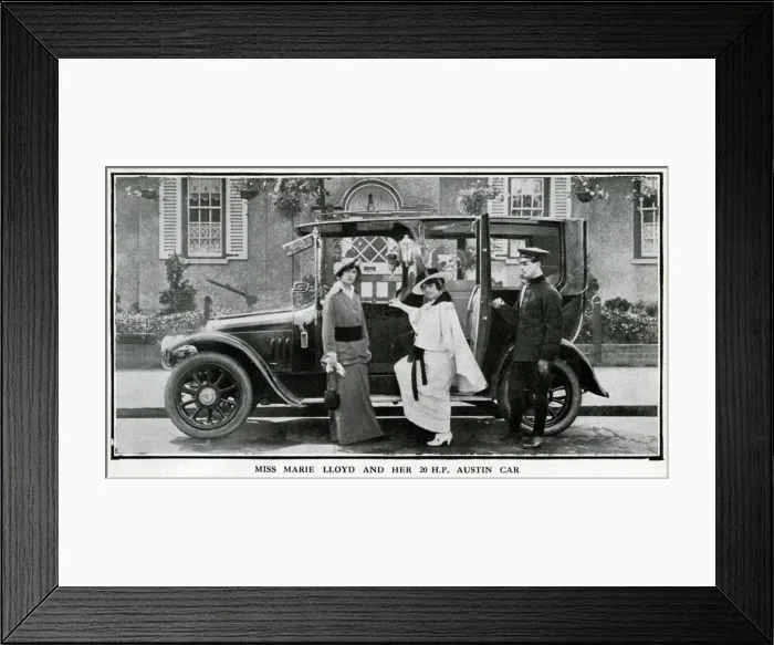 Framed Print : Marie Lloyd, entertainer, and her 20 hp Austin car