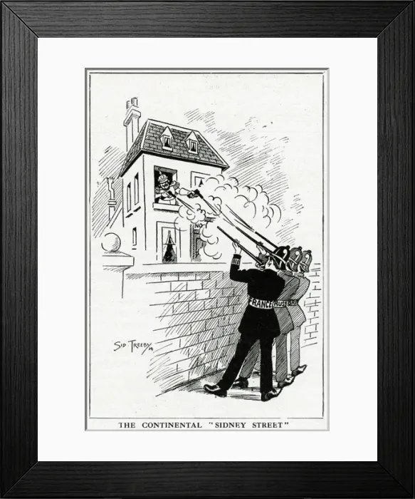Framed Print : Cartoon, The Continental Sidney Street, WW1 Framed Print : Cartoon, The Continental Sidney Street, WW1