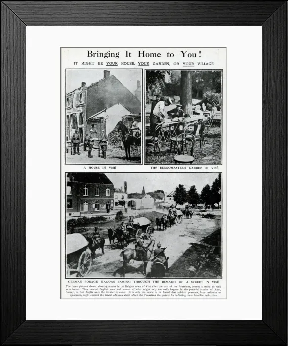 Framed Print : Three scenes in German occupied Vise, Belgium, WW1 Framed Print : Three scenes in German occupied Vise, Belgium, WW1