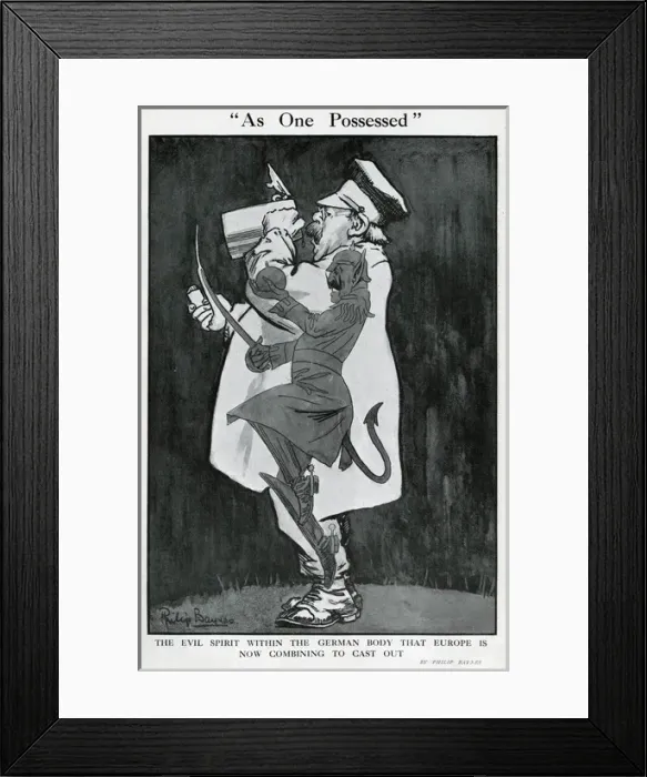 Framed Print : Cartoon, As One Possessed, WW1 Framed Print : Cartoon, As One Possessed, WW1