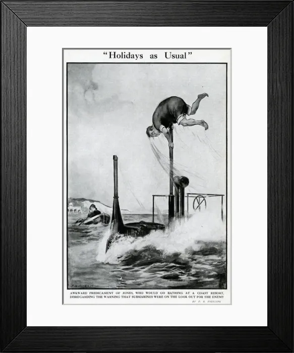 Framed Print : Cartoon, Holidays as Usual, WW1 Framed Print : Cartoon, Holidays as Usual, WW1