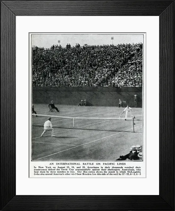 Framed Print : Davis Cup tennis match, McLoughlin v Brookes, New York