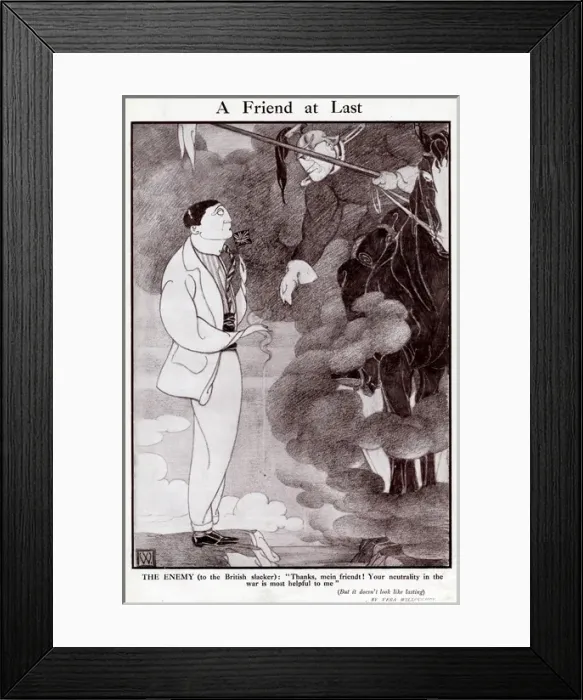 Framed Print : Cartoon, A Friend at Last, WW1 Framed Print : Cartoon, A Friend at Last, WW1