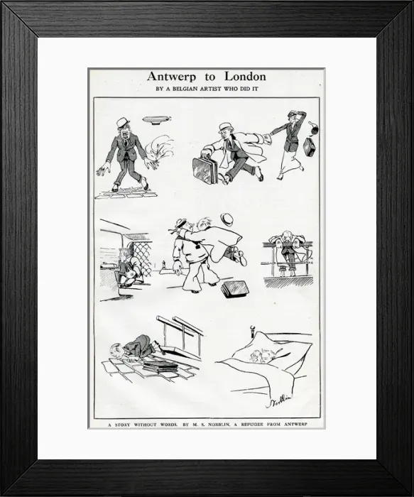 Framed Print : Cartoons, Antwerp to London, WW1
