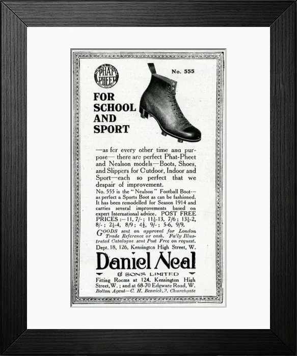 Framed Print : Advertisement for Phat Pheet boots and shoes