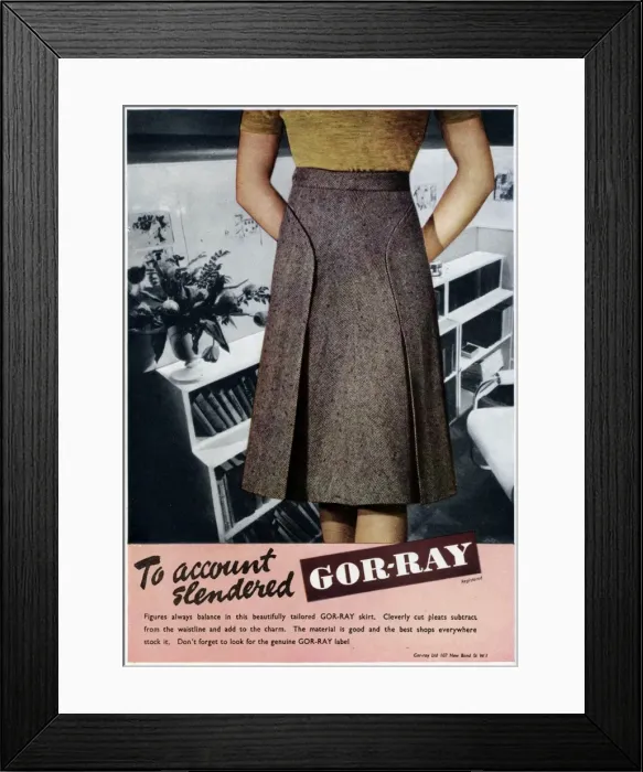 Framed Print : Advert for Gor-ray Koneray pleated skirts 1946 Framed Print : Advert for Gor-ray Koneray pleated skirts 1946